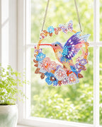 5D DIY Diamond Painting Suncatcher Kit - Hummingbird Floral Wreath