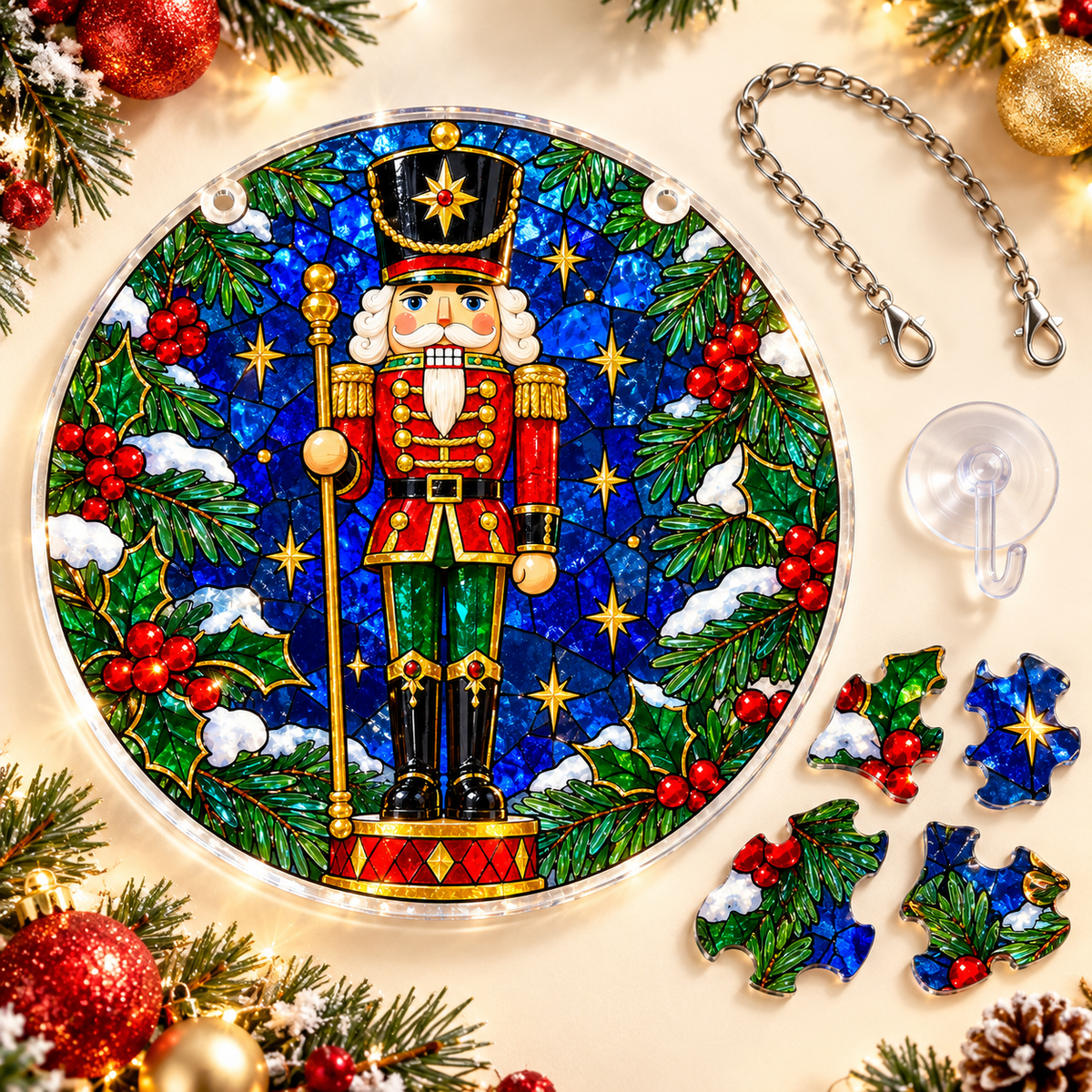 Christmas Acrylic Jigsaw Puzzle Suncatcher - Nutcracker Guard
