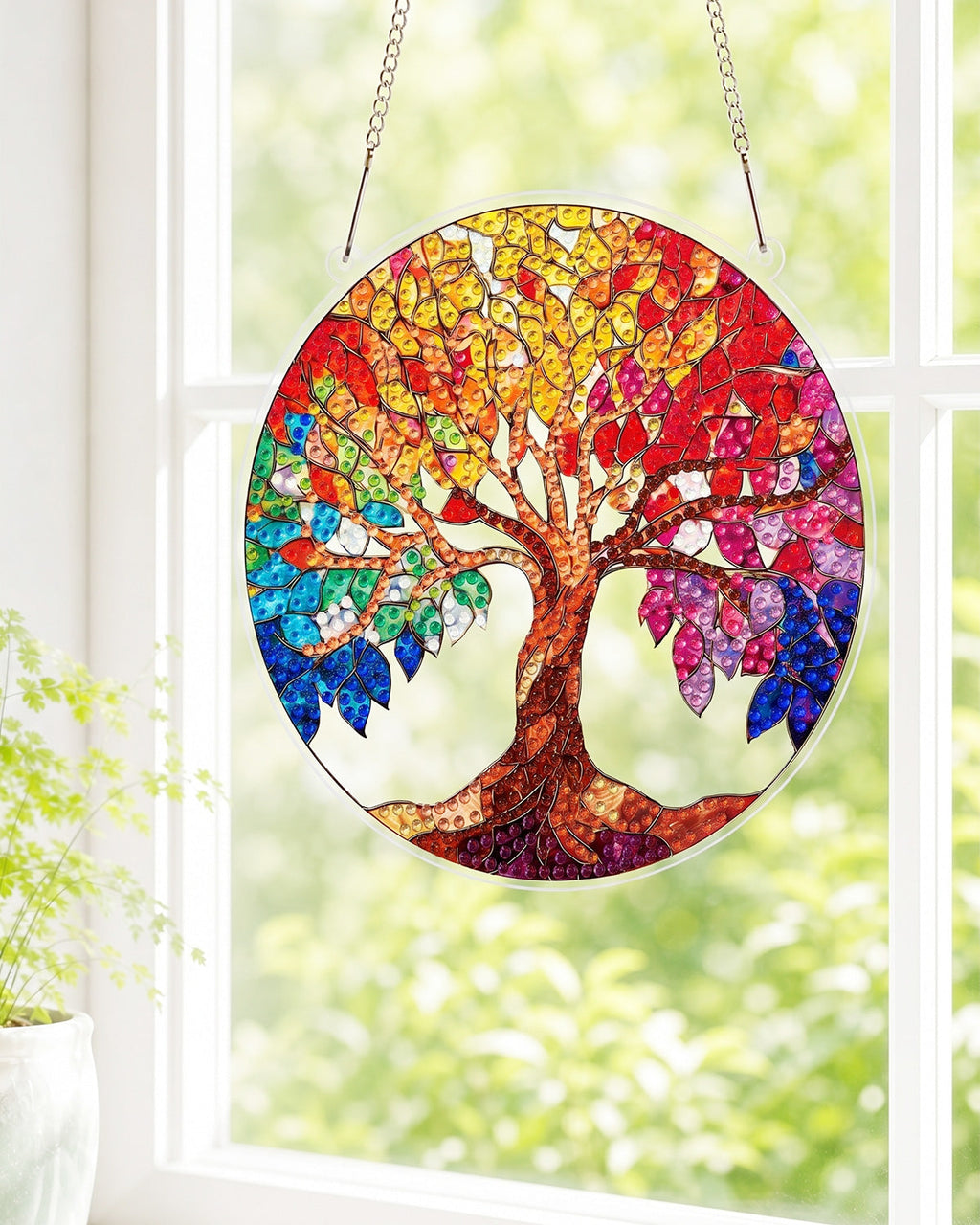 5D DIY Diamond Painting Suncatcher Kit - Rainbow Tree of Life