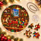 Christmas Acrylic Jigsaw Puzzle Suncatcher - Santa’s Toy Workshop