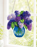 5D DIY Diamond Painting Suncatcher Kit - Lilacs in Blue Vase