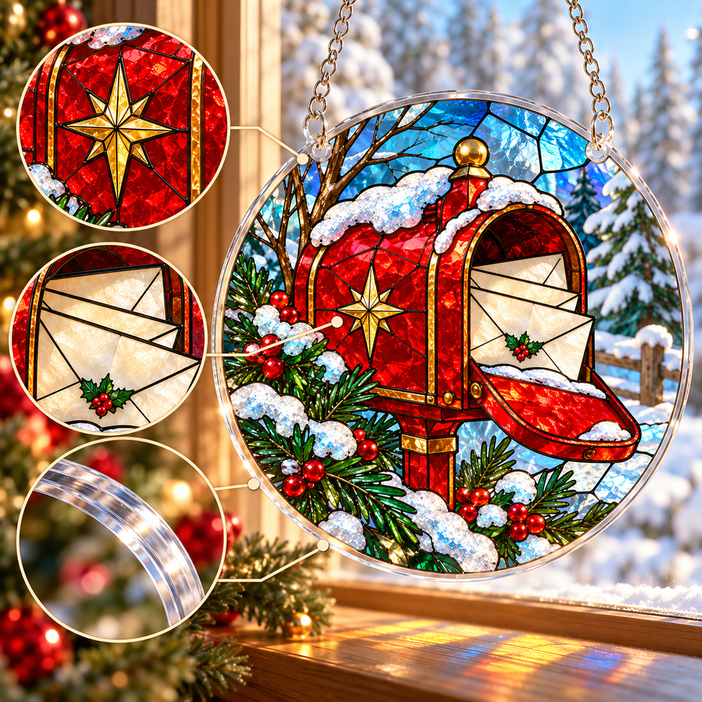 Christmas Acrylic Jigsaw Puzzle Suncatcher - Arctic Mailbox