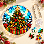 Christmas Acrylic Jigsaw Puzzle Suncatcher - Tree Glow