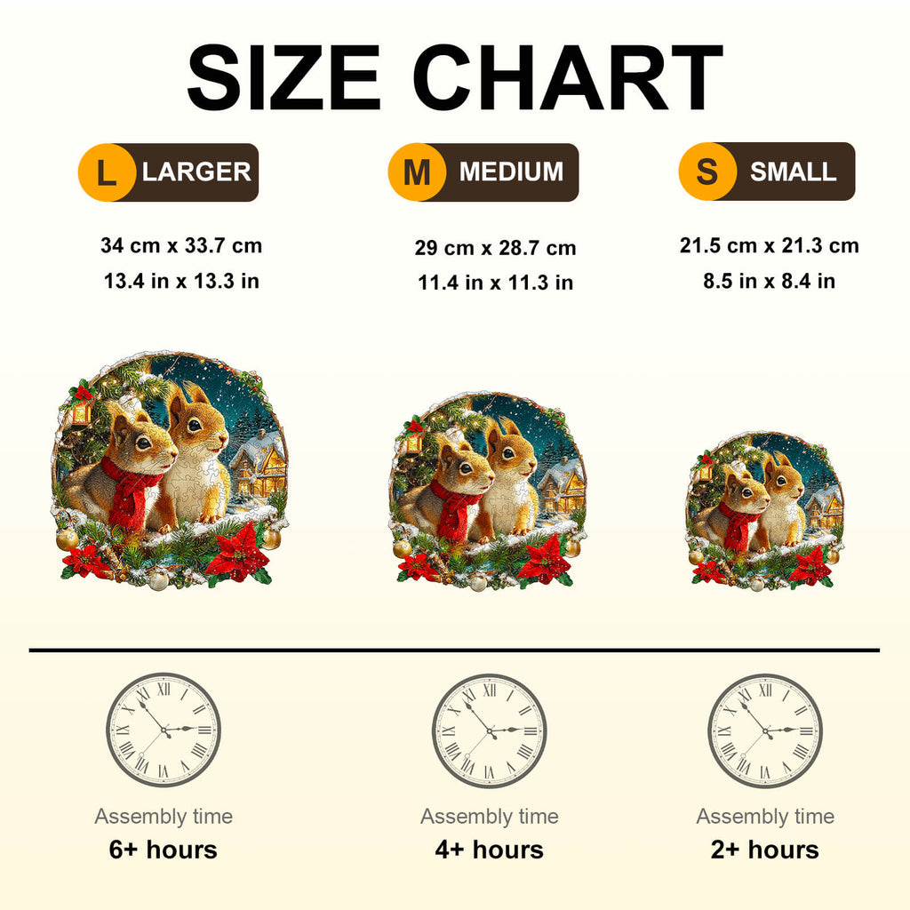 Christmas Squirrel Combination Wooden Jigsaw Puzzle