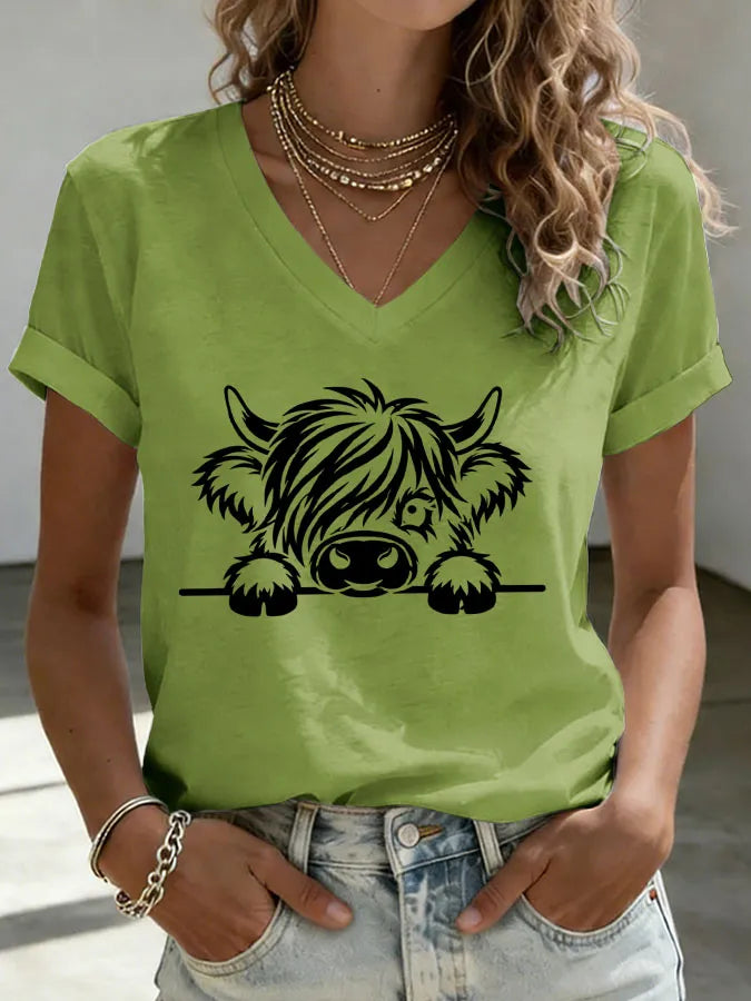 Women'S Highland Cow Print T-Shirt