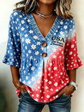 Women'S Casual American 250Th Anniversary Printed Top