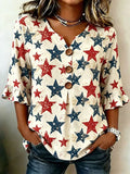Women'S Casual American Flag Printed Top