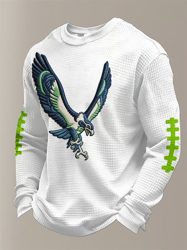 Men's Football Waffle Fabric Long-sleeved T-shirt