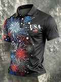 Men's America Flag Printed Polo Shirt