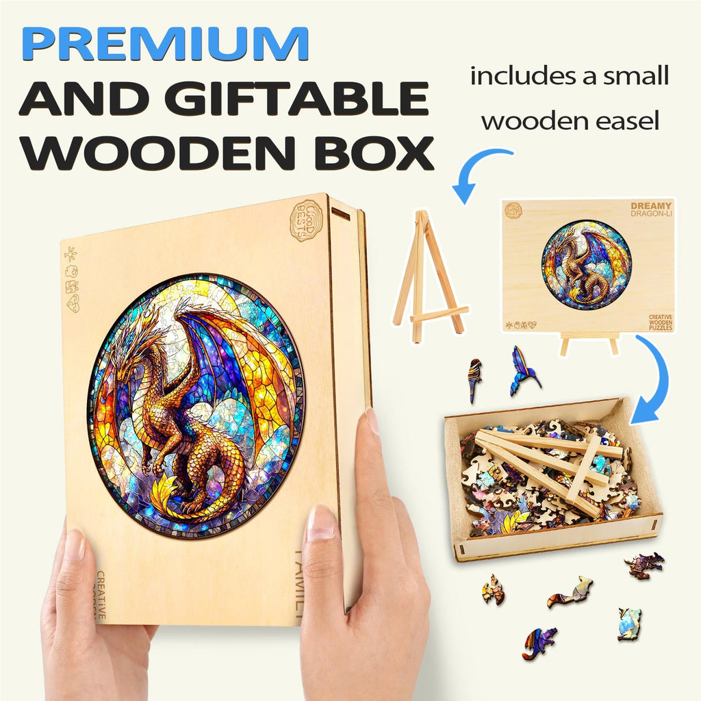 Stained Glass Dragon-2 Wooden Jigsaw Puzzle