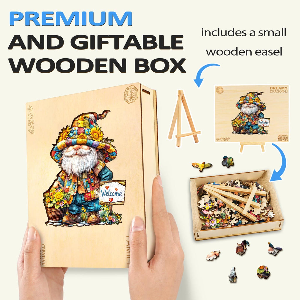 Sunflower gnome Wooden Jigsaw Puzzle
