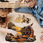 Lakeside sunset Wooden Jigsaw Puzzle