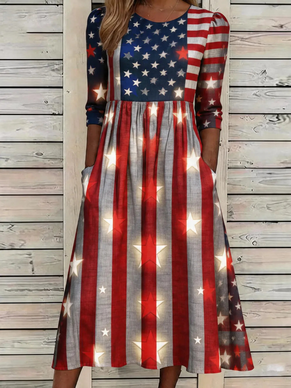 Women'S Flag  Printed Casual Dress