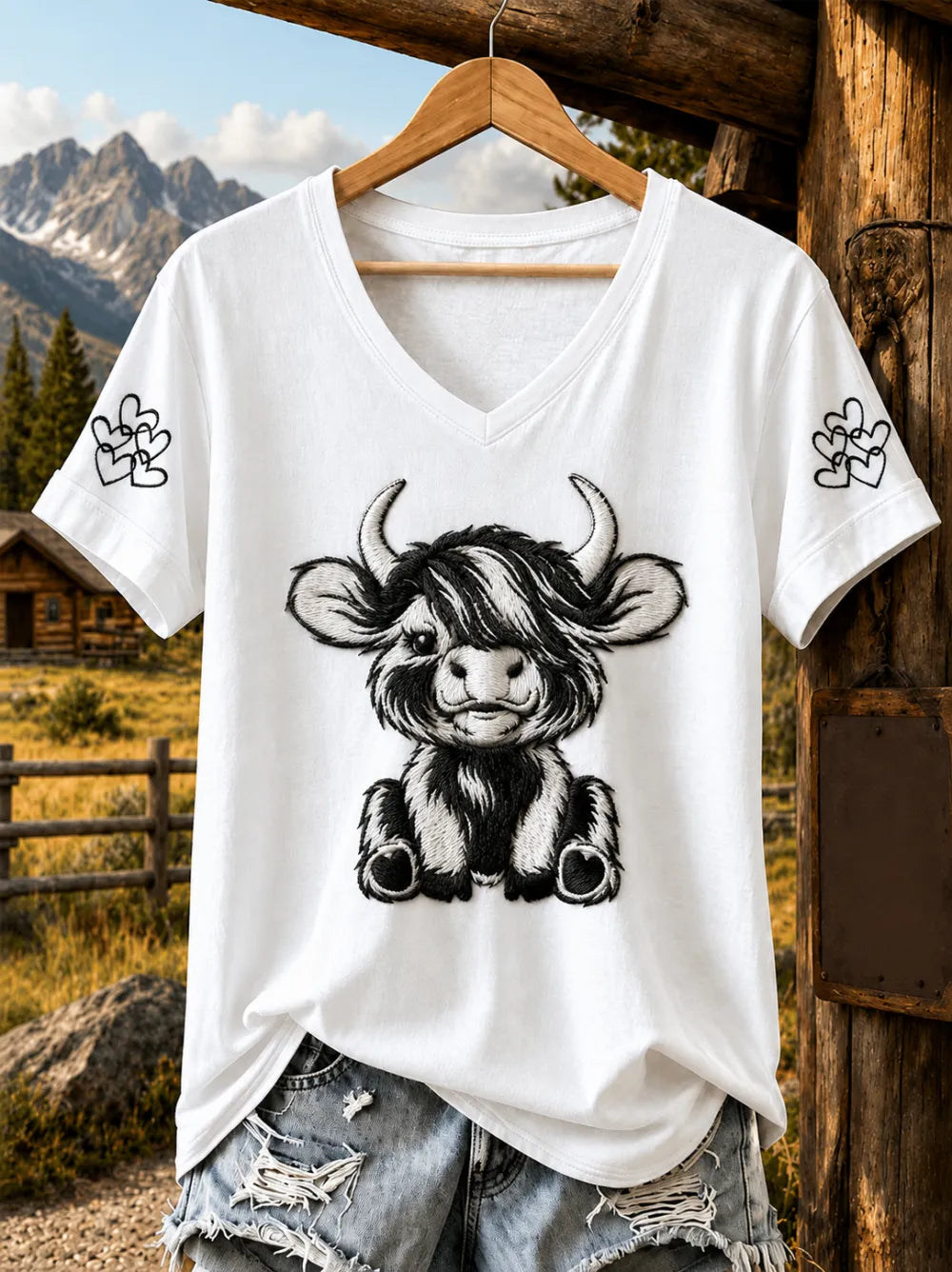 Women'S Highland Cow Printed Casual Short Sleeved T-Shirt