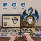 Blue Dragon – Hourly Chime DIY Wooden Clock, 3D Puzzle Craft Kit