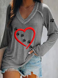 Women's Paw Print Long Sleeve T-shirt
