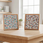 195 Pcs Morandi-Colored Cute Dog Shaped Square Wooden Jigsaw Puzzle