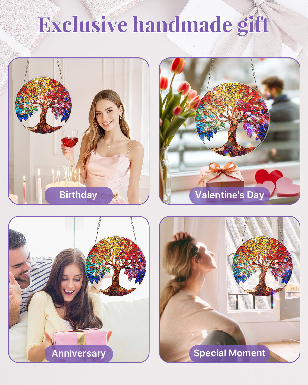 5D DIY Diamond Painting Suncatcher Kit - Rainbow Tree of Life
