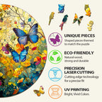 Butterflies and Flowers Wooden Jigsaw Puzzle