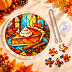 Tanksgiving Acrylic Jigsaw Puzzle Suncatcher - Pumpkin Pie