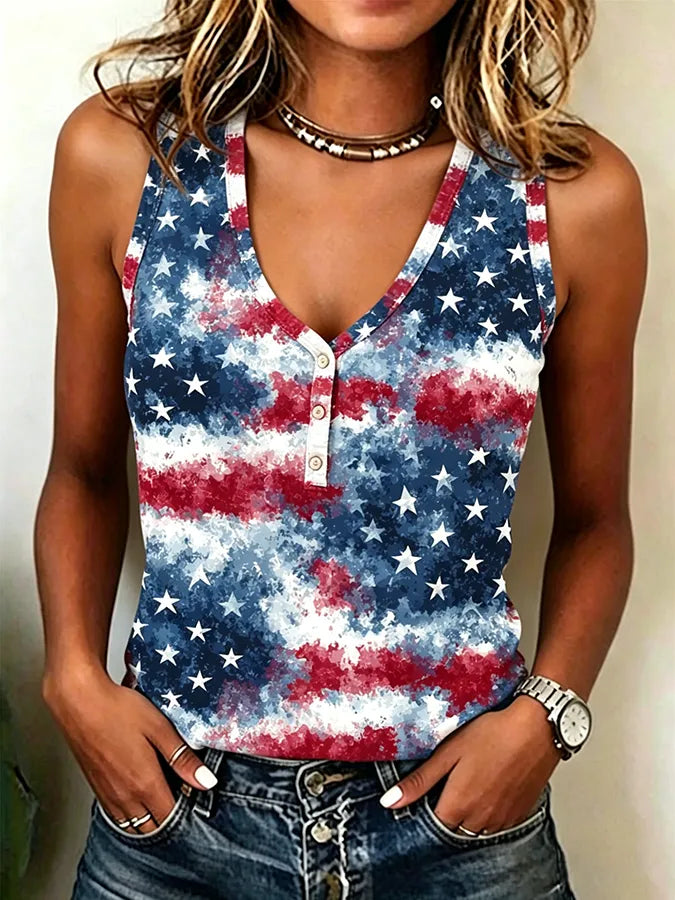 Women's Vintage Tie Dye American Flag Tank Top