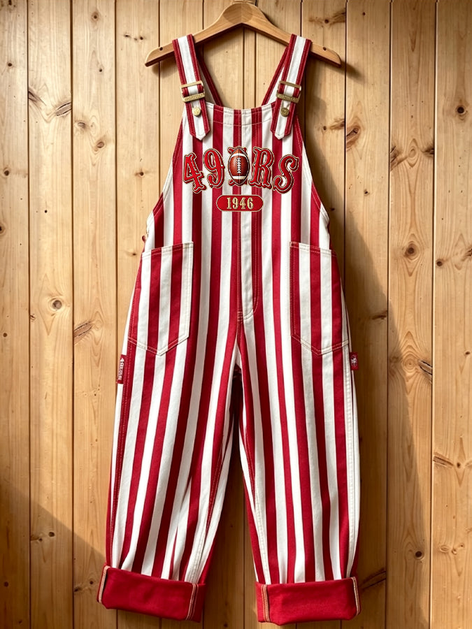 Women's Football Fans Print Patchwork Jumpsuit