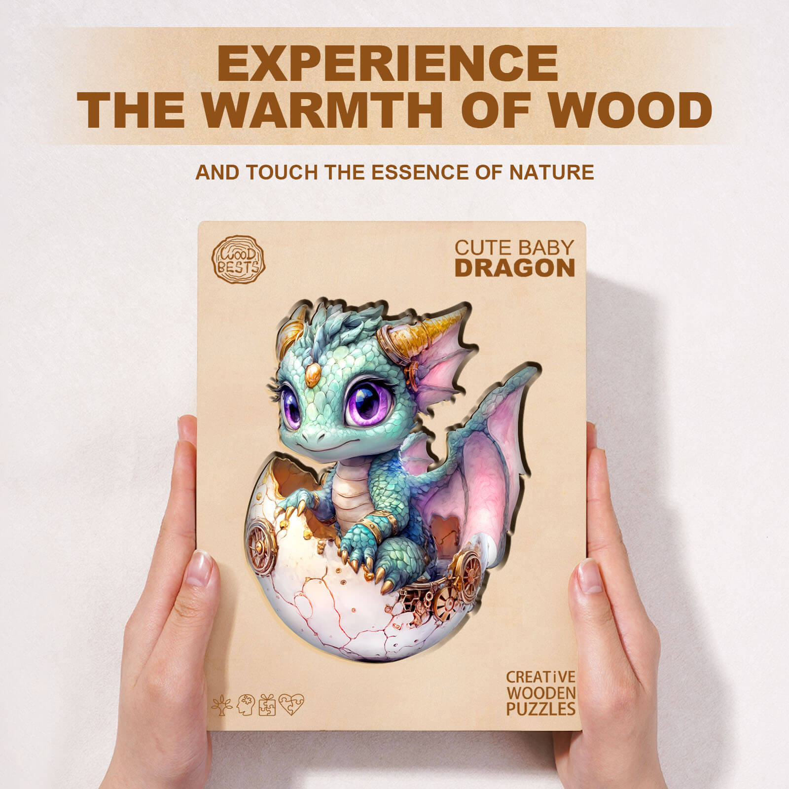 Cute baby dragon Wooden Jigsaw Puzzle
