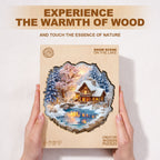 Snow scene on the lake Wooden Jigsaw Puzzle