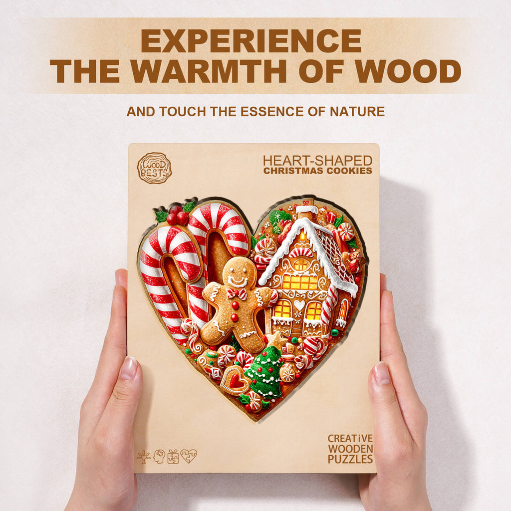 Heart-shaped Christmas cookies Wooden Jigsaw Puzzle