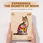 Floral cat Wooden Jigsaw Puzzle