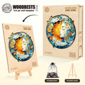Moon sun and girl Wooden Jigsaw Puzzle