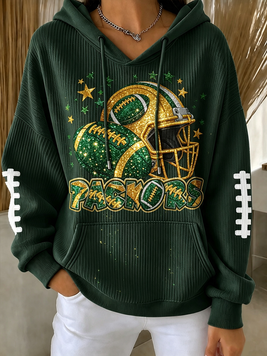 Women'S Football Printed Hooded Sweatshirt