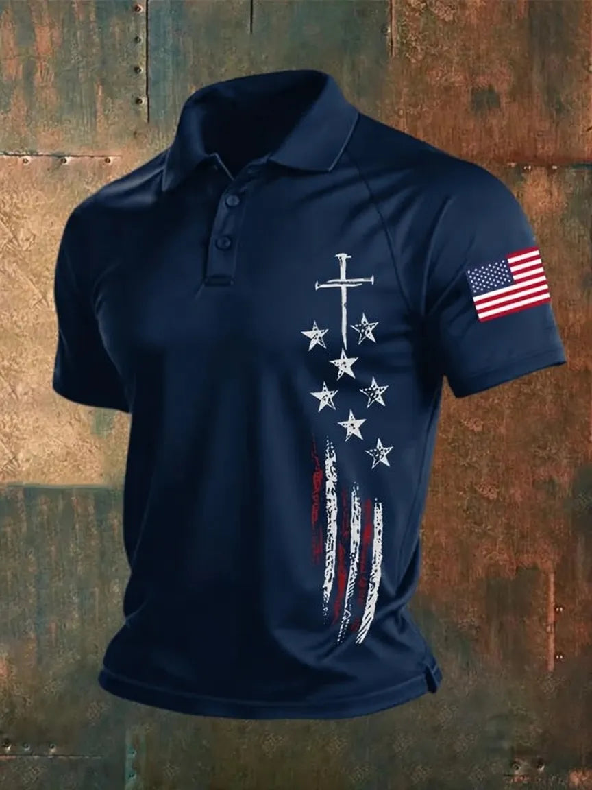 Men's casual waffle Patriot Polo