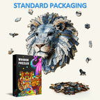 Denim Fabric Lion Wooden Jigsaw Puzzle