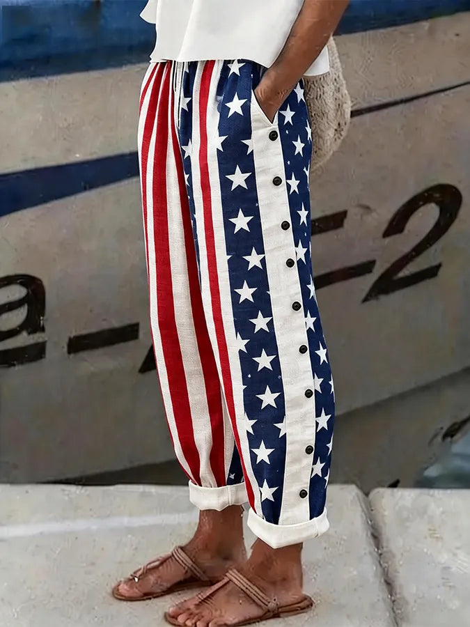 Women'S Flag Printed Casual Pants