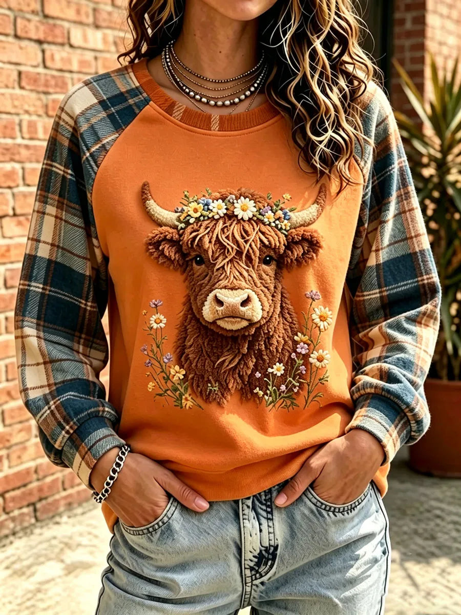 Women'S Highland Cow Print Sweatshirt