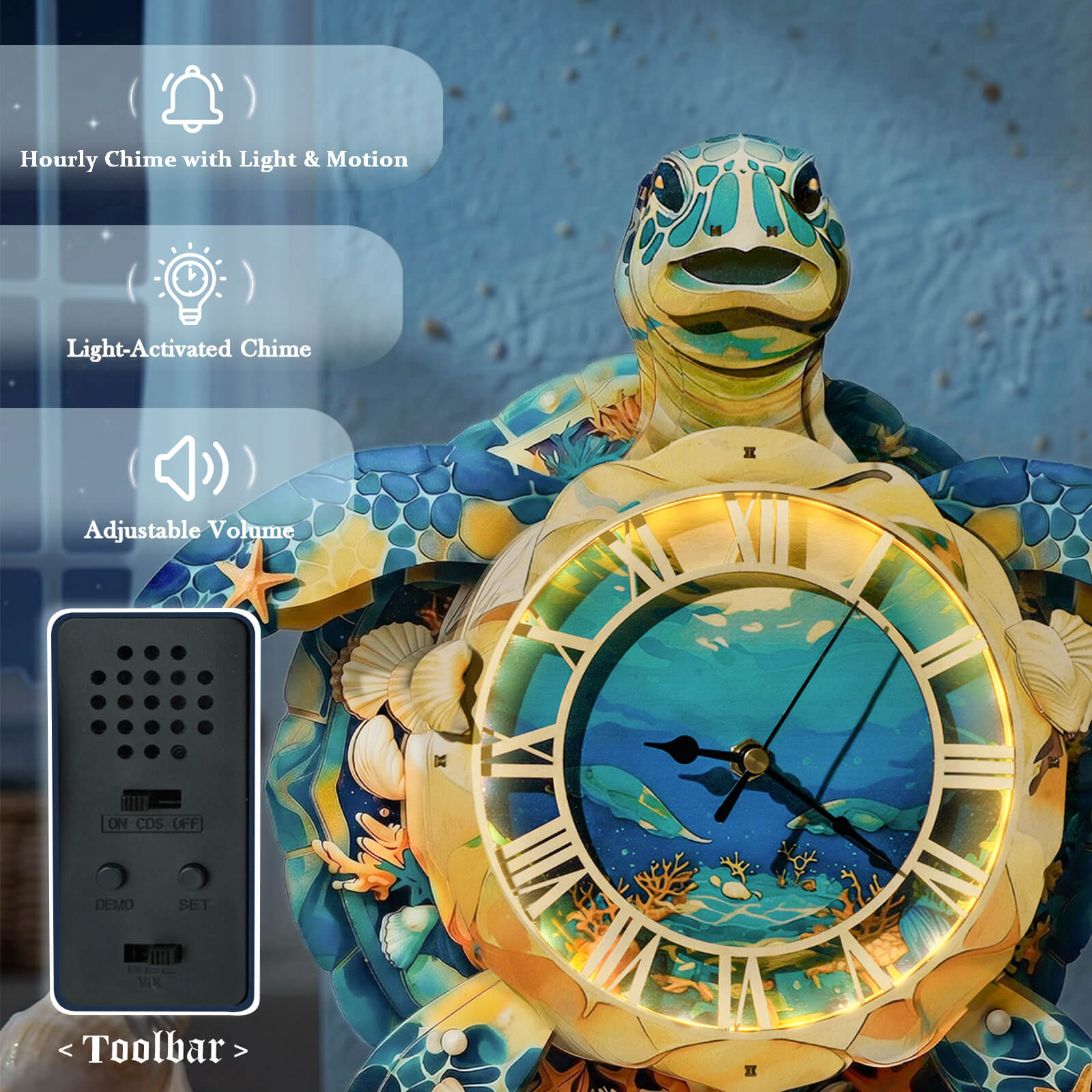 Sea Turtle – Hourly Chime DIY Wooden Clock, 3D Puzzle Craft Kit