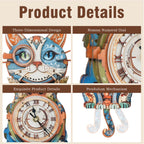 Cat Detective– DIY Wooden Clock, 3D Puzzle Craft Kit