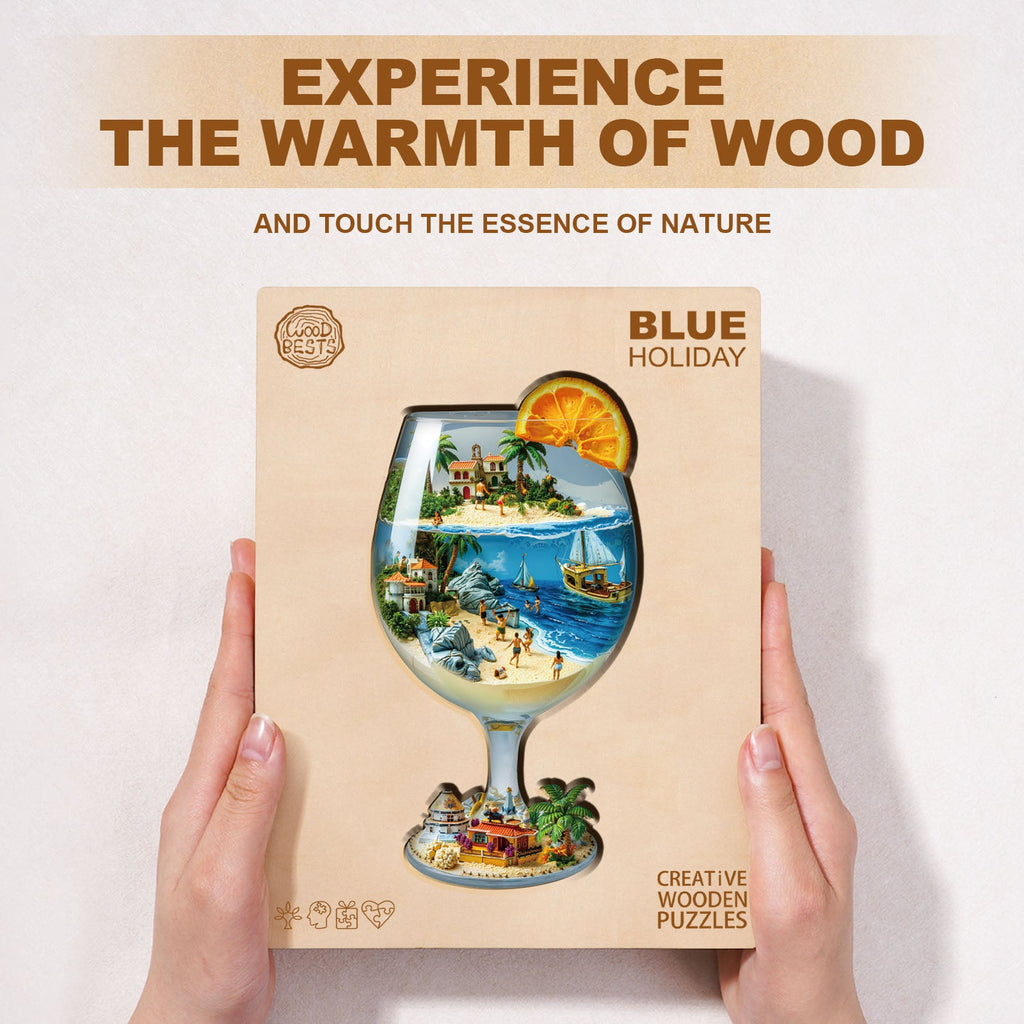 Blue Holiday Wooden Jigsaw Puzzle