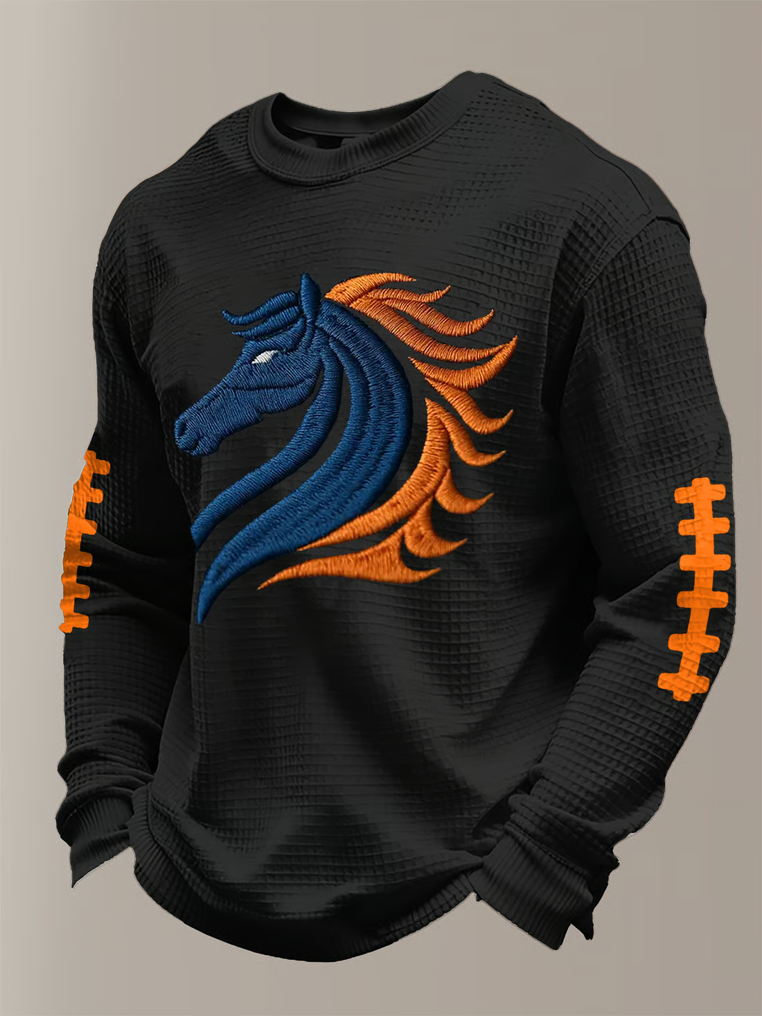 Men's Football Waffle Fabric Long-sleeved T-shirt
