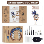 Blue Dragon– DIY Wooden Clock, 3D Puzzle Craft Kit