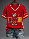 Women's Football Print V-Neck T-Shirt