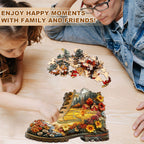 Wheat Field Boots Wooden Jigsaw Puzzle