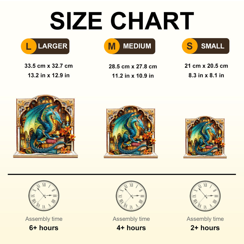 Bookcase Dragon Wooden Jigsaw Puzzle