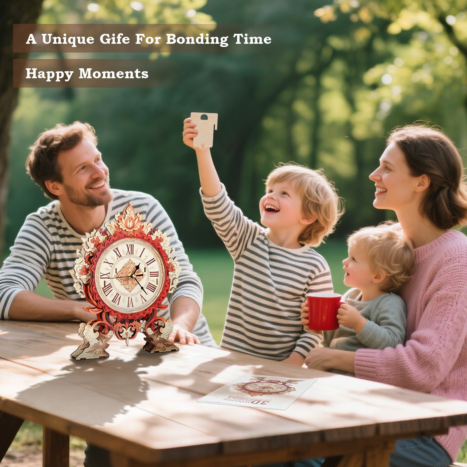 Fire Flame Flower– DIY Wooden Clock, 3D Puzzle Craft Kit