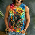 Men's Hippie Gorilla Letter Tie-dye Vacation Casual Vest