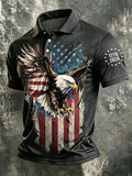 Men's America Flag Printed Polo Shirt