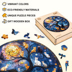 Tree And Cat Wooden Jigsaw Puzzle