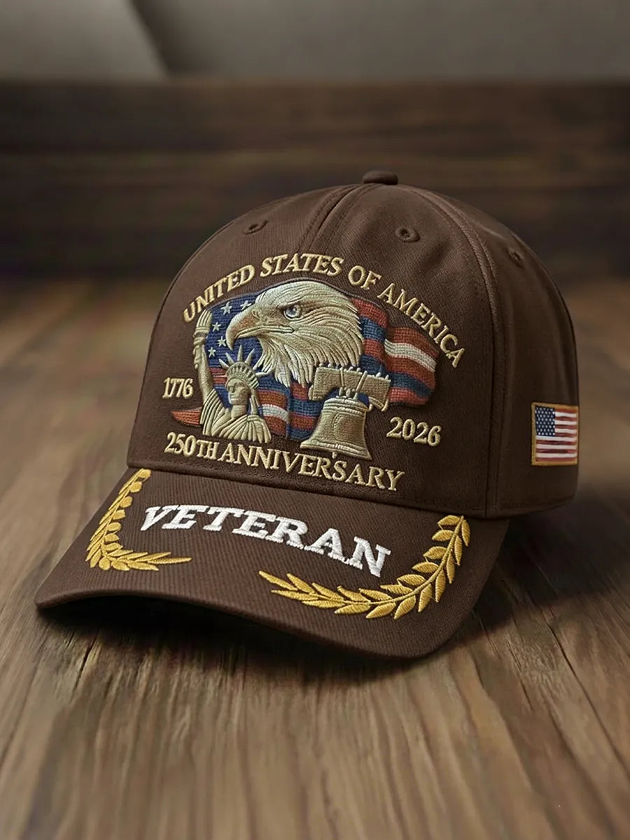 USA 250th Anniversary Veteran Embroidered Bald Eagle Patriotic Hat