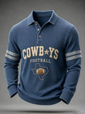 Men's American football waffle long sleeved polo shirt